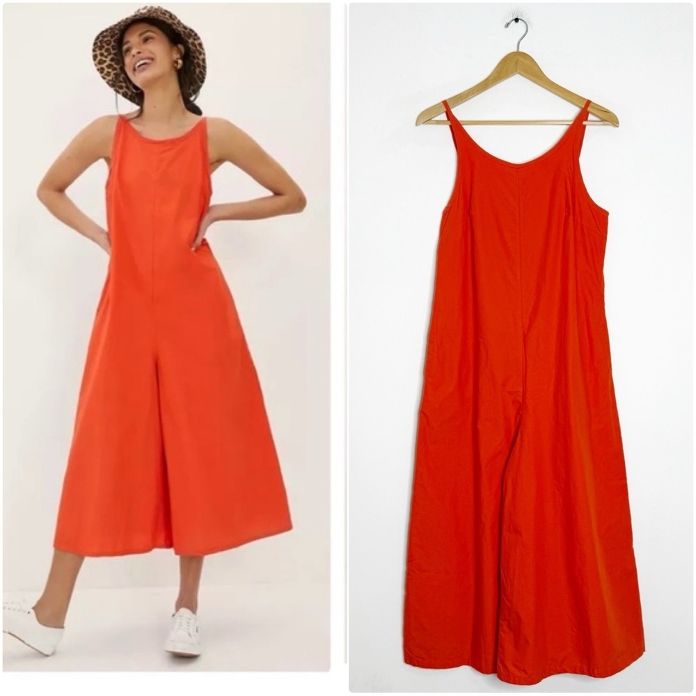 Maeve by Anthropologie Wide-Leg Jumpsuit XS Orange Red Pockets